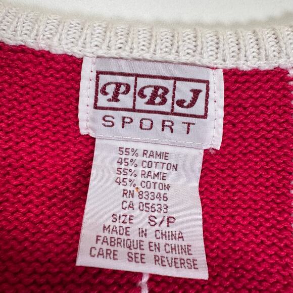 VTG BaseBall Stars Knitted Sweater Vest Small Cotton PBJ Sport Fun Red White Y2K - Picture 9 of 9